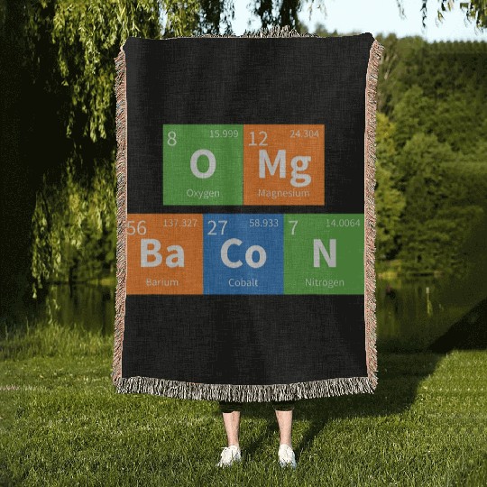 OMG Bacon Science Periodic Table Woven Blankets
