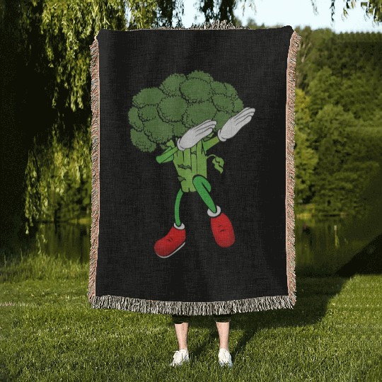 Cute Funny Dancing Broccoli Veggie Lover Woven Blankets
