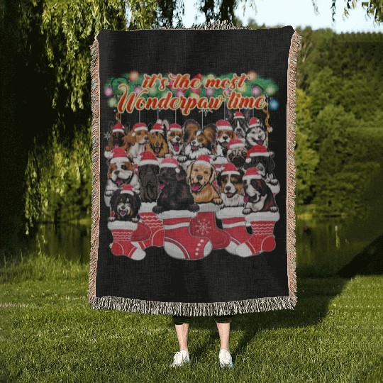 Cute Dog Breeds Christmas Dog Lover Woven Blankets