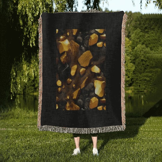 Gold nuggets Woven Blankets