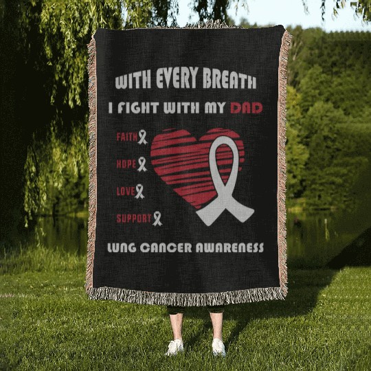 Faith Hope Love Support Squad Lung Cancer Dad Woven Blankets