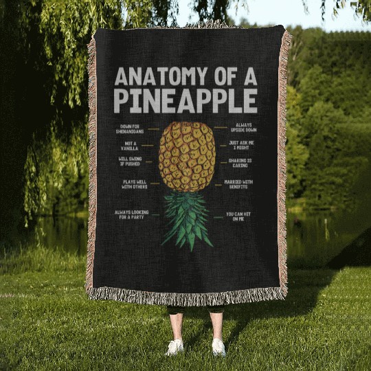 upside down anatomy of a pinapple Woven Blankets