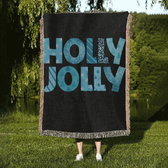 Holly Jolly season sublimation Woven Blankets