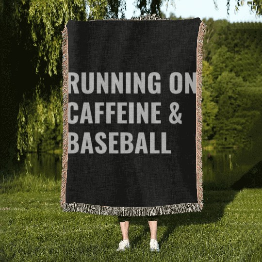 Running On Caffeine Baseball Woven Blankets