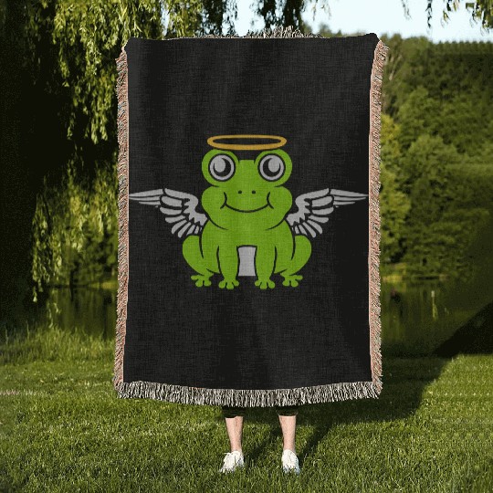 Angel frog wings Woven Blankets