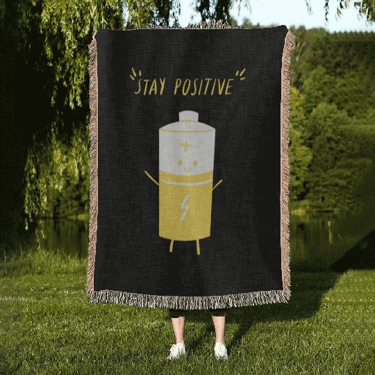 Stay positive Woven Blankets