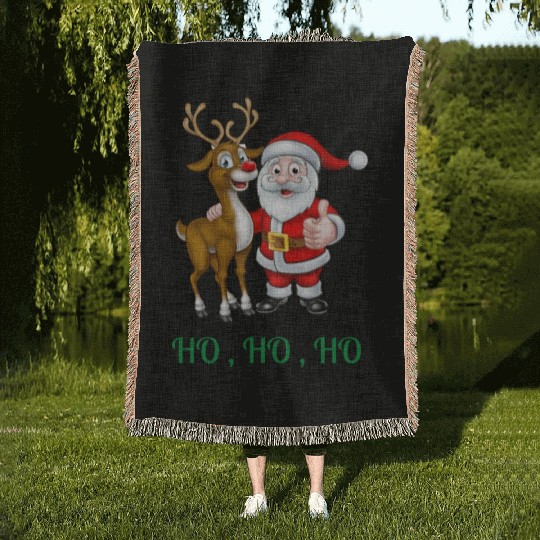 Rudolph the red nose reindeer with Santa Woven Blankets