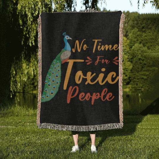 Peacock Positivity Peacock Fan Toxic People Nature Woven Blankets