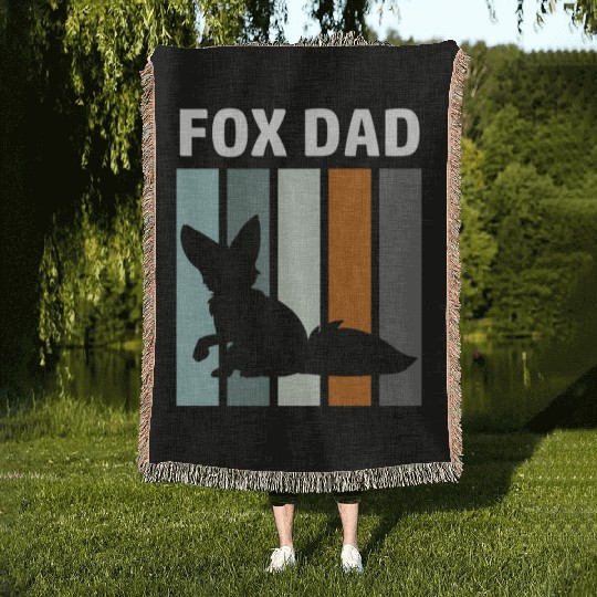 Fox dad Woven Blankets
