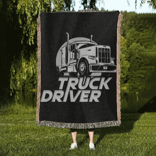 Truck driver, King of the road Woven Blankets