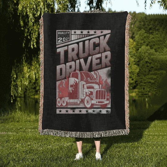 Truck Driver, Truck driving Woven Blankets