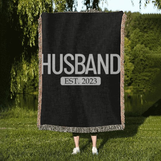 Husband Est. 2023 Matching Couple Newlywed Married Woven Blankets
