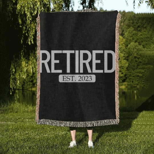 Retired Est. 2023 Work Retirement Funny Retirement Woven Blankets