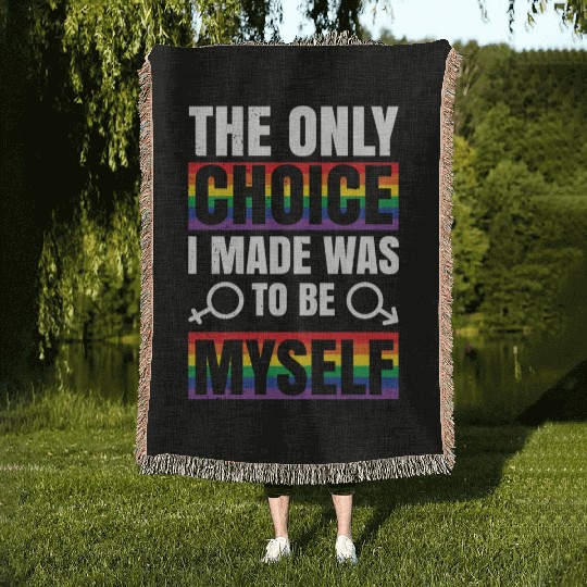 LGBT Gay Pride Rainbow Slogan CHOICE Present Woven Blankets