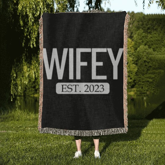Wifey Est. 2023 Matching Couple Newlywed Marriedma Woven Blankets