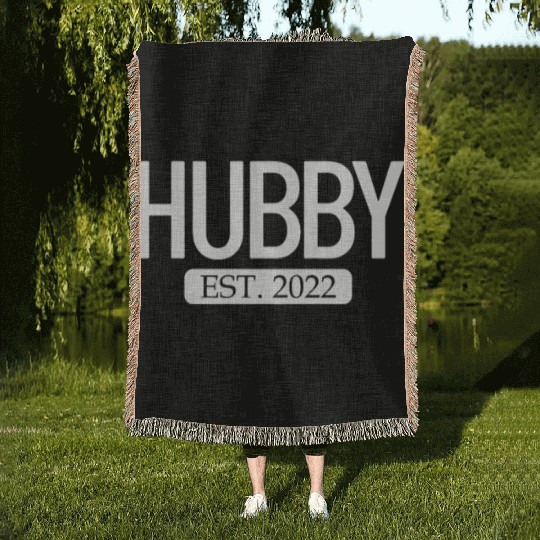 Hubby Est. 2022 Matching Couple Newlywed Marriedma Woven Blankets