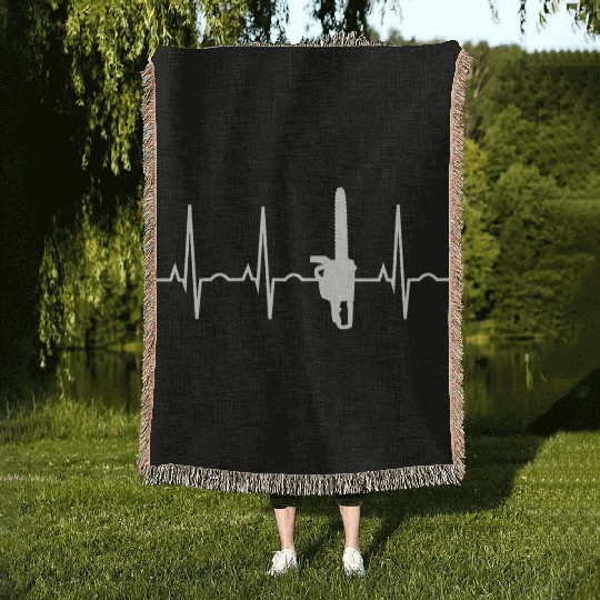 Lumberjack Chainsaw Heartbeat Arborist Woven Blankets