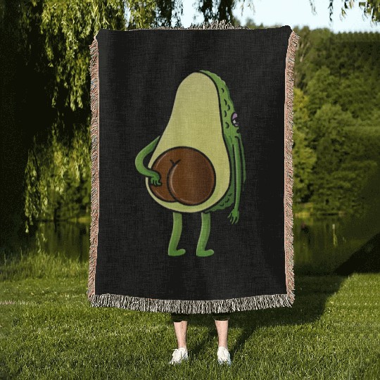 Avocado Butt Avocado Lover Woven Blankets