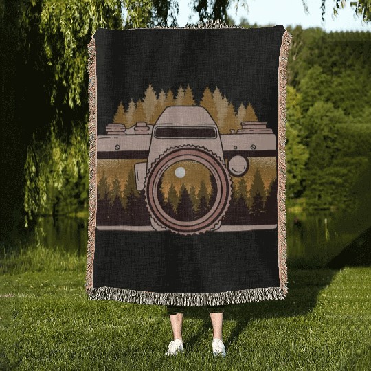 Camera Nature Photography Forest Photographer Gift Woven Blankets