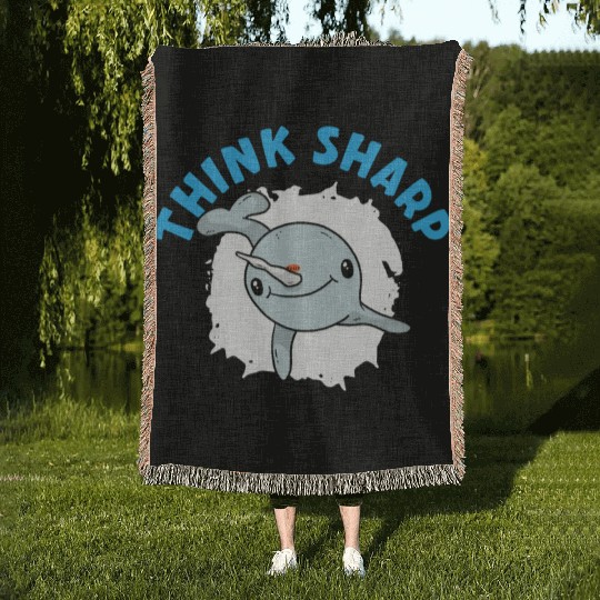 Think Sharp Narwhal Unicorn Of The Sea Animal Woven Blankets