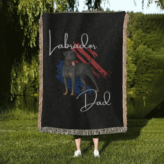 Labrador dad Woven Blankets