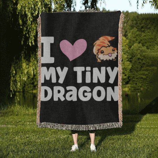 I Love My Tiny Dragon Reptile Pogona Lizard Woven Blankets