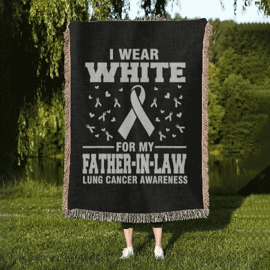 Lung Cancer Awareness I Wear White For My Father i Woven Blankets