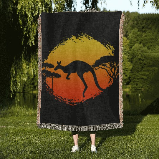 Kangaroo Australia Animal Aussie Nature Australian Woven Blankets