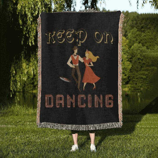 Keep on dancing couple dancing on vinyl Woven Blankets