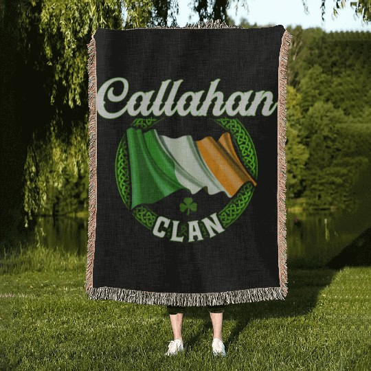 Callahan Surname Irish Last Name Ireland Flag Woven Blankets