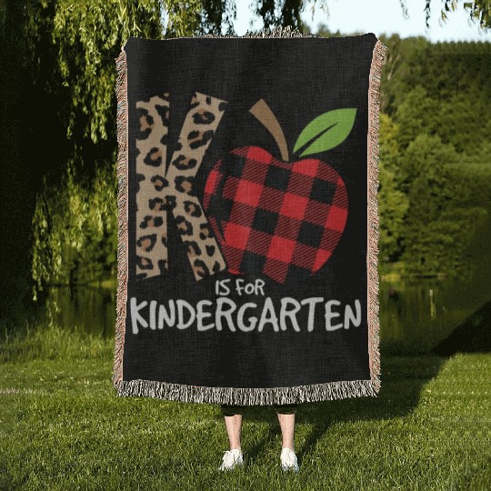 K Is For Kindergarten Cheetah Back To School Woven Blankets