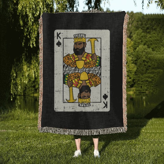 Mens African King Card Black Pride BLM Couple Matc Woven Blankets