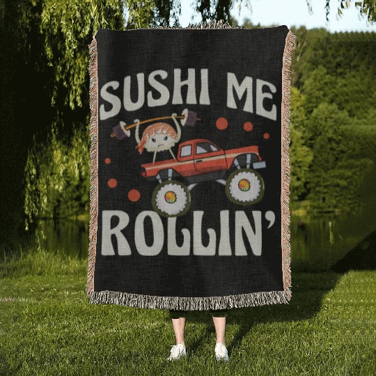 Sushi Me Rollin' Japanese Foodie I Love Sushi Woven Blankets