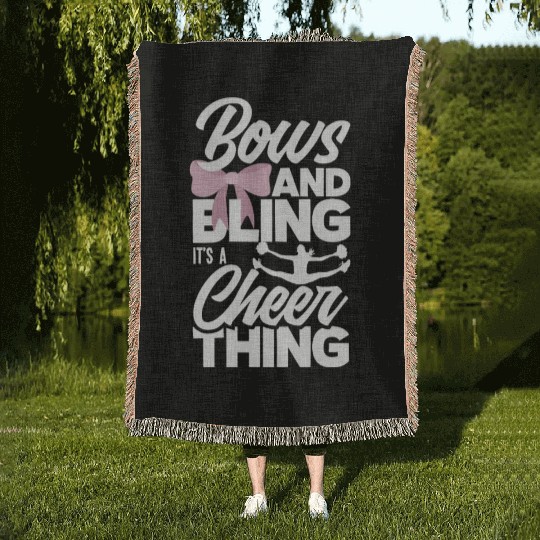 Bows And Bling It's A Cheer Thing Cheerleading Woven Blankets
