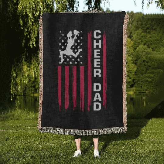 Cheer Dad Cheerleader Dad Cheerleading Dad Woven Blankets