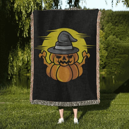 Scary Pumpkin Fantasy Lover Gift Woven Blankets