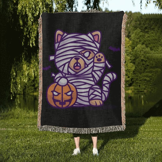 Dog Bum With A Pumpkin - Halloween Woven Blankets