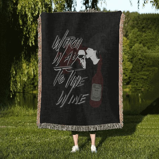Witch Way to the Wine - Halloween Drinking Humor Woven Blankets