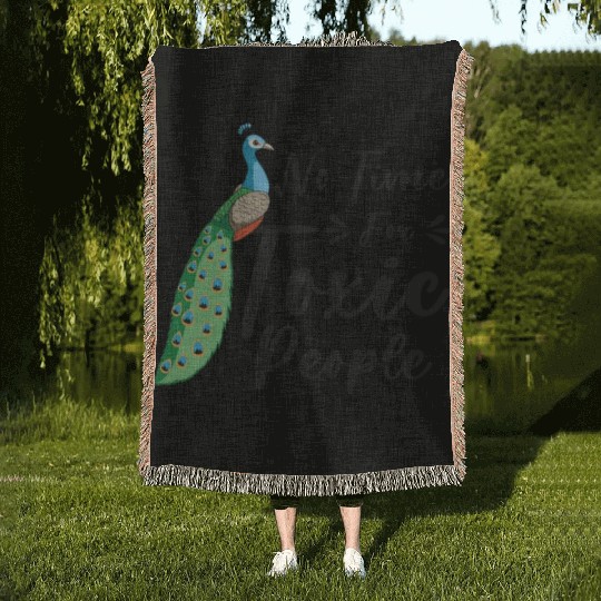 Peacock Positivity Peacock Fan Toxic People Nature Woven Blankets