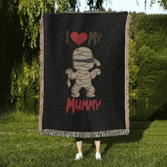 Halloween Kids I Love My Mummy Woven Blankets