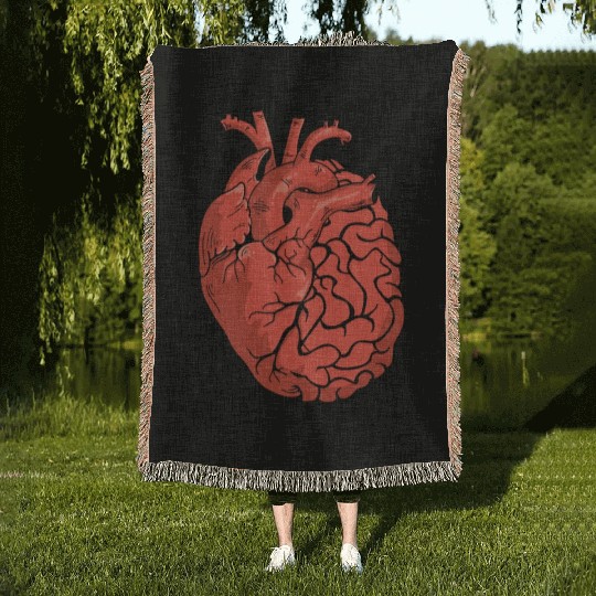 Half Brain Half Heart Organ Anatomy Science Woven Blankets