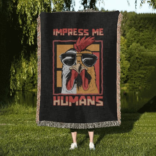 Rooster Cock Sunglasses Woven Blankets