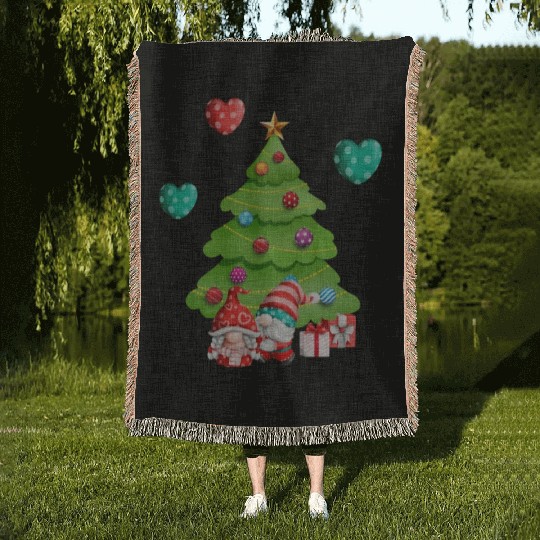 christmas is love, gnomes, christmas tree, love Woven Blankets