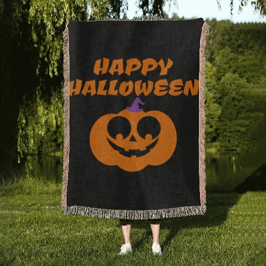 Halloween Scary Evil Pumpkin Funny Pumpkin Head Woven Blankets