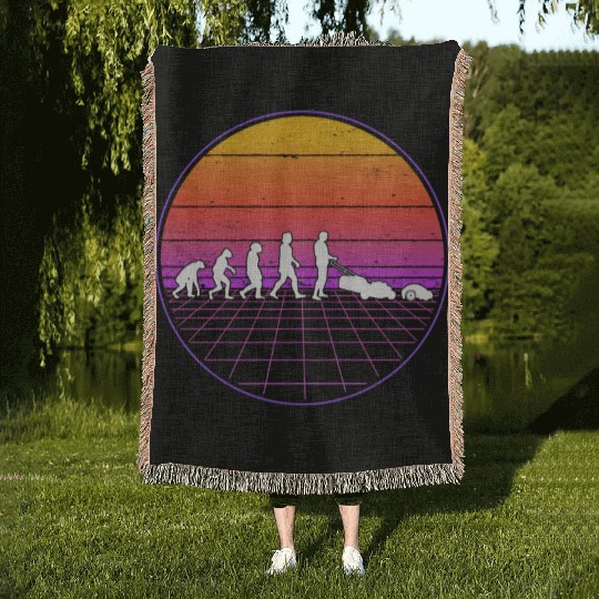 Robotic Lawnmower Evolution Retro Woven Blankets