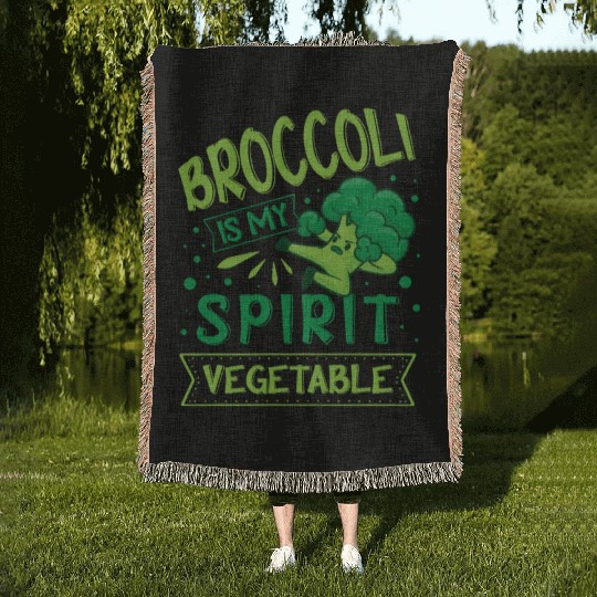 Broccoli Is My Spirit Vegetable Vegetarian Vegan Woven Blankets
