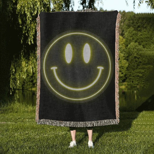 ACID HOUSE SMILE Woven Blankets