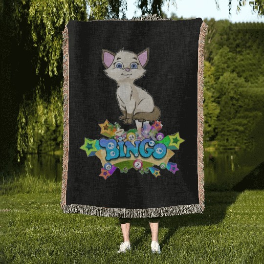 Bingo Gatos camisa los gatos Gatito caprichoso Woven Blankets