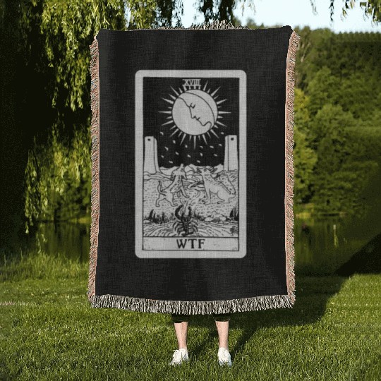 WTF - The Moon Tarot Card Woven Blankets
