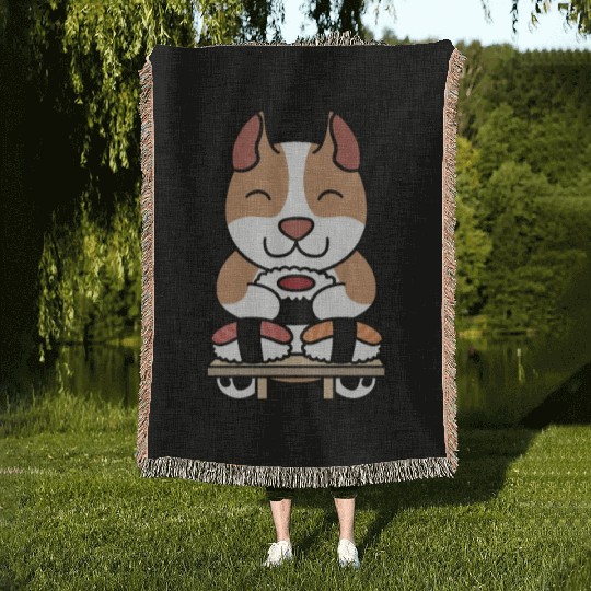 Sushi Lover Pit Bull Woven Blankets